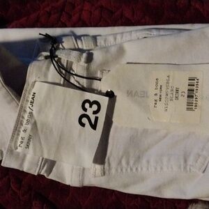 Rag & Bone White Straight Leg Jeans Crisp Finish